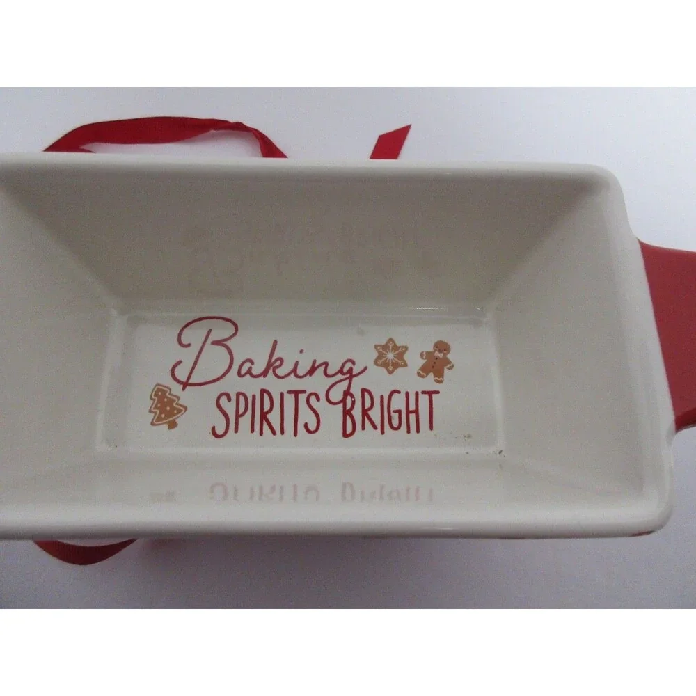 Holiday Time Mini Loaf Pans Double Set of 2 100% Stoneware NEW